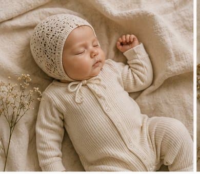 Sovende baby i OliMaLu heldrakt